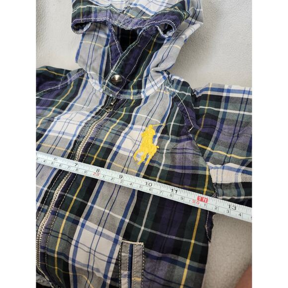 Large Pony Plaid Blue POLO Ralph Lauren Boys 24 mth Zip Jacket - Picture 8 of 10